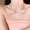 Collar de cuentas de vidrio con circonitas y diamantes de mariposa, moderno, pequeño y fresco, combina con todo, cadena de clavícula, joyería de alta gama para verano.