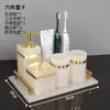 Juego de cinco piezas para baño, juego de lavabo de mármol jade blanco, bandeja de baño, juego de cepillo de dientes y vaso para lavar y enjuagar
