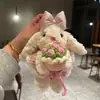 Chaveiro Boneca Princesa Rosa Sal Marinho Azul Coelho de Orelhas Caídas Desenho Animado Fofo Pingente de Bolsa Etiqueta de Chaveiro de Pelúcia
