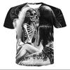 Comércio exterior Europa e Estados Unidos crânio Série 3D impressão digital lazer respirável de secagem rápida gola redonda pullover T-shirt manga curta atacado