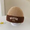 Gorro de punto para niños Invierno Sencillo Conjunto de bufanda tejida para niños Gorro de lana para niñas Resistente al viento Cálido Gorro para bebé