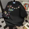 Camiseta de Algodão Pesado de Manga Curta Estilo Casal Ins Verão Casual Tendência Marca Desenho Animado Impresso Tops Soltos para Homens e Mulheres
