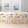 Silla de bar de madera maciza moderna y sencilla con respaldo para el hogar, taburete alto, silla de recepción nórdica para tienda de té con leche