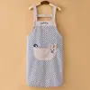 Delantal de tirantes a cuadros estilo coreano para cocina casera, a prueba de aceite, impermeable, a prueba de manchas, unisex, ropa de trabajo para cocinar, moda simple