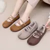 Zapatos Mary Jane para mujer, nueva colección 2026, estilo retro con tiras cruzadas, puntera baja, zapatos ligeros de algodón, cómodos y fáciles de llevar, zapatos de cuero estilo francés con suela suave