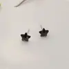 Joyas de Plata Yongyi Plata de Ley S925 Aretes de Estrella de Cinco Puntas con Ónice Negro para Mujer Joyería de Oreja Simple y de Moda