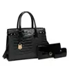 Conjunto de Tres Piezas Retro Europeo y Americano para Mujer Verano 2025 Bolsa Madre-Hija Textura de Patrón de Cocodrilo Bolso de Hombro Bolso Cruzado
