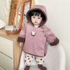 Abrigo de Algodón de Invierno para Niña Abrigo de Terciopelo de Cordero para Bebé Top Grueso Cálido con Capucha Conjunto de Pantalones de Terciopelo para Bebé