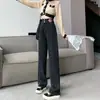 Jeans de Pierna Recta para Mujer, Otoño e Invierno 2025 Nuevos de Cintura Alta Adelgazantes Populares Versión Estrecha Petite Pantalones de Pierna Ancha con Forro Polar