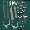 Plata de Ley Mariposa Borla Cuerno Accesorios Deslizantes Vintage Viejo Material de Cuentas Hecho a Mano para Manualidades