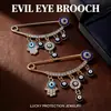 Broche de Borla Olho Grego com Strass Criativo Europeu e Americano, Pin de Suéter de Cintura Azul de Alto Padrão em Estilo Minimalista