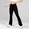 Pantalones de yoga con microbolsillos y cintura alta que adelgazan la cadera, pantalones deportivos de fitness elásticos con pernera ancha y cuerno.