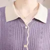 Suéter de punto informal de alta calidad con estampado y manga larga para mujeres de mediana edad y mayores, nuevo estilo otoño/invierno, ropa de madre, capa base de punto que ilumina la piel