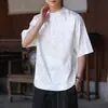 Camiseta de manga corta de marca moderna, henley jacquard de estilo chino nuevo de seda helada para hombre de verano, Hanfu delgado de estilo chino con patrón de dragón
