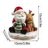 Set de Estatua de Resina de Papá Noel y Renos, Diseño de Doble Cara, Adorno de Escritorio, Manualidad para Decoración Navideña del Hogar