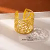 Pulseira Aberta Estilo Étnico Vintage, Pulseira Larga Dourada Exótica de Dunhuang, Joia de Luxo Leve Estilo Étnico Boêmio Dai