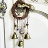 1 pieza anillo de ratán campana para colgar en la pared bohemio manija de puerta decoración campana de cuerda de cáñamo campana de bendición adorno colgante