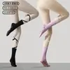 Calcetines de yoga con punta redonda, antideslizantes, estilo de tubo largo, color liso, transpirables, versátiles, aptos para Pilates y fitness, hasta la pantorrilla, disponibles para envío directo