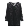 Cardigã de Renda 1905 Top de Verão Feminino Tamanho Grande 300 Jin Preto e Branco Xale Protetor Solar