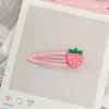 Presilha de Cabelo Morango Brilhante Fofa, Grampo Rosa Doce para Meninas, Presilha para Franja de Estudante, Acessório de Cabelo Infantil, Presilha de Cabelo