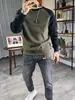 Camiseta de Retazos Raglán de Manga Larga Estilo Retro Americano para Hombre, Ropa de Otoño, Cuello Redondo de Color Contrastante, Camiseta Base de Jersey