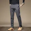 2026 Nuevos Pantalones Casuales de Negocios para Hombre de Algodón Elástico sin Planchar de Cintura Media Pierna Recta Simples Versátiles Ligeros