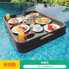 Bandeja de Água Redonda Flutuante de Rattan em Formato de Coração Cesta de Café da Manhã de Bali Hotel Pousada Casa Piscina Prato de Frutas