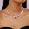 Joyería Transfronteriza Europea y Americana Verano Dopamina Dulce Collar de Mariposas de Grava Estilo Vacacional para Mujer Collar de Cuentas Combinable