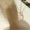 Colar Bud de calcedônia branca simulada feminino nicho verão amigas corrente clavícula moda pequeno fresco pingente tulipa