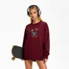 Moletom de Algodão Pesado para Casais, Corte Amplo, Gola Redonda, Pulôver sem Capuz, Versátil, Quente, Blusa Estampada para Outono e Inverno