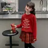 Ropa para Niñas Conjunto de Suéter Otoño e Invierno 2026 Nuevo Elegante Falda Roja Plisada Infantil Conjunto de Dos Piezas para Año Nuevo