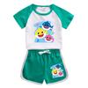 Traje de Verano Tiburón para Bebés Niños y Niñas 2024 Nuevo Infantil Dibujos Animados Algodón Puro Manga Corta Pantalones Cortos Conjunto Delgado de Dos Piezas