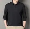 Camiseta de Manga Larga para Hombre, Nuevo Estilo Otoñal, Sin Planchar, Camisa Polo de Color Sólido, Atuendo Versátil Casual para Hombre de Mediana Edad
