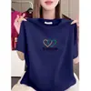 Camiseta de Manga Corta con Estampado de Moda de Marca Tendencia de Este Año para Mujer, Top Casual de Verano con Cuello Redondo, Talla Grande Adelgazante Ropa de Mamá