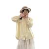 Camisa Manga Longa Renda Costura Estilo Fresco Japonês Gola Grande Botão Único Casual Versátil Solta Cardigan Top