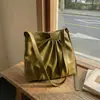 2026 Nova Bolsa Tote Plissada Retrô Estilo Coreano Bolsa Saco Elegante Versátil Bolsa Transversal