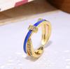 Anel Aberto de Moda Versátil com Pingente de Gota e Laço Design de Cruz Feminino Cobre Banhado a Ouro 18K Zircônia Anel Ajustável