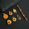 Prata 925 Banhada com Acessórios de Flor de Peônia Vermelha do Sul Pulseira DIY Acessórios de Corda Trançada Contas de Prata Antiga