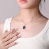 Estilo europeu e americano 925 prata retangular artificial colar esmeralda artificial pingente verde elegante elegante de luxo feminino clavícula corrente