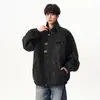 Chaqueta de solapa estilo nicho para hombre, marca de moda tie-dye, estilo biker, chaqueta de cuero retro americana genial, a la moda