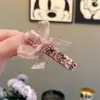 Pinza para el pelo de niña dulce de verano con pedrería súper brillante, pinza de pico de pato, clip lateral con lazo de malla, accesorio para el pelo de diseño nicho para mujer