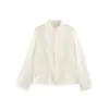 Venta al por mayor transfronteriza de ropa para mujer: Camisa casual satinada estilo chino nueva 2026 con detalles de nudos, cuello mao y mangas largas