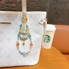 Catón de la Fortuna Bordado Creativo Cadena de Teléfono con Cuentas Llavero Colgante Exquisito Lindo para Bolso Accesorio para Funda de Teléfono Regalo