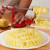 Herramienta para patatas fritas rizadas cuchillo giratorio máquina de patatas fritas en espiral remolino hilo de patata salida puesto de producto terminado comercial