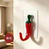 Gancho creativo con forma de chile sin taladro, gancho de pared con adhesivo fuerte, almacenamiento de llaves y perchero para la entrada