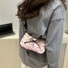 Bolso de Luna Super Popular con Lazo en Bloques de Color Negro y Rosa para Mujer, Moda de Verano 2025 Versátil Elegante Bolso de Hombro Cruzado