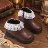 Botines Cortos de Moda para Niñas con Adorno de Encaje y Moño Estilo Princesa 2026 Otoño Nuevos Casuales Versátiles Suela Suave Botines de Moda