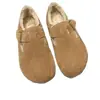 Zapatos Birkenstock de felpa con suela gruesa para mujer, nuevos mocasines vintage 2026, zapatos sencillos Birkenstock, zapatos peludos de invierno, zapatos cálidos de algodón