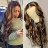 Peluca de comercio exterior moda europea y americana reflejos color piano cabello rizado de onda grande peluca africana caliente con encaje frontal