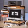 Mesa de computador com luz, monitor, mesa de computador, prateleira de mesa, armazenamento de mesa, suporte para impressora